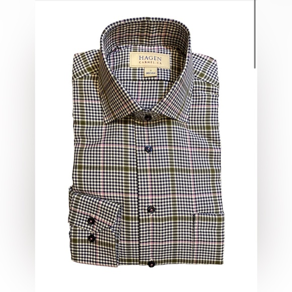 💙 Hagen Shirt Woven Window Check Navy 💙